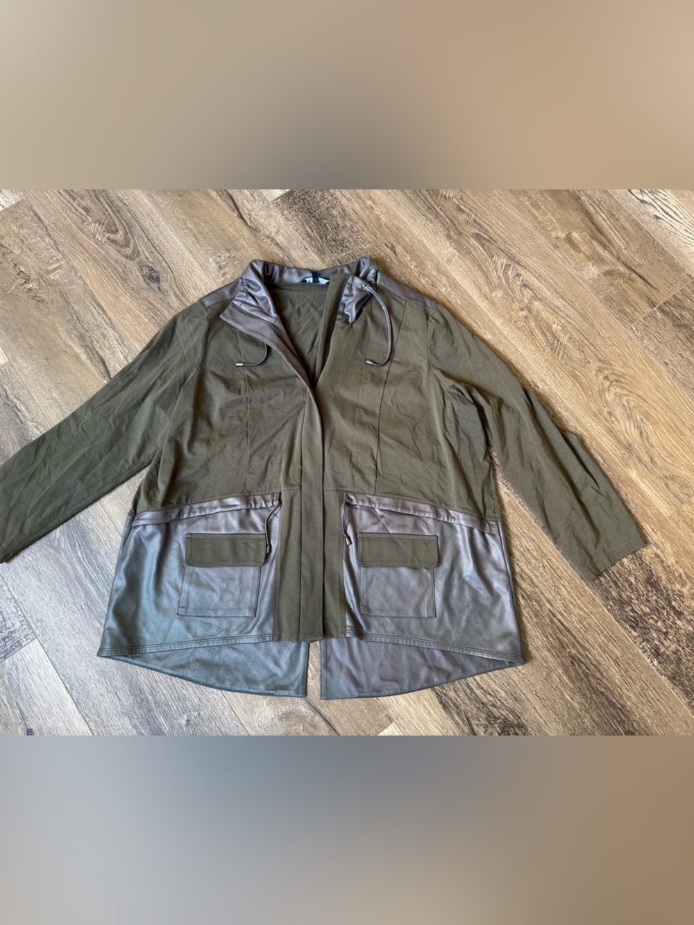 Picadilly Fashion Olive Green Jacket with Brown Trim